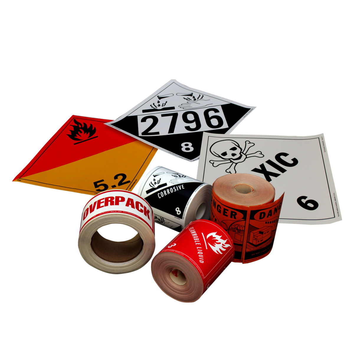 Hazardous materials labels and transport placards