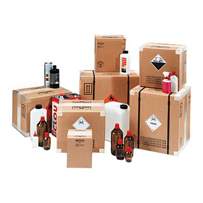 UN approved shipping boxes with hazardous materials certification markings